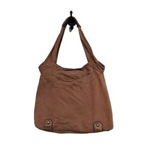 Vintage Fossil Hobo Shoulder Bag Women Classic 90s Brown Leather Y2K Aesthetics